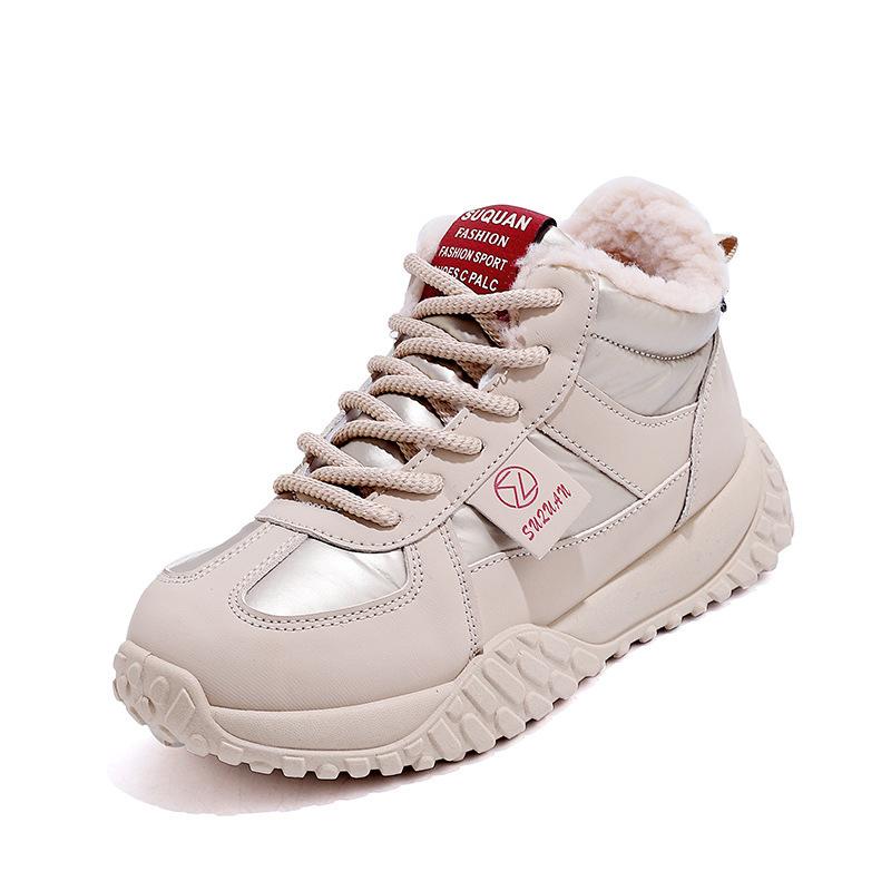 Fleece warm high-top cotton shoes women's new winter versatile thickened large cotton casual sports shoes K