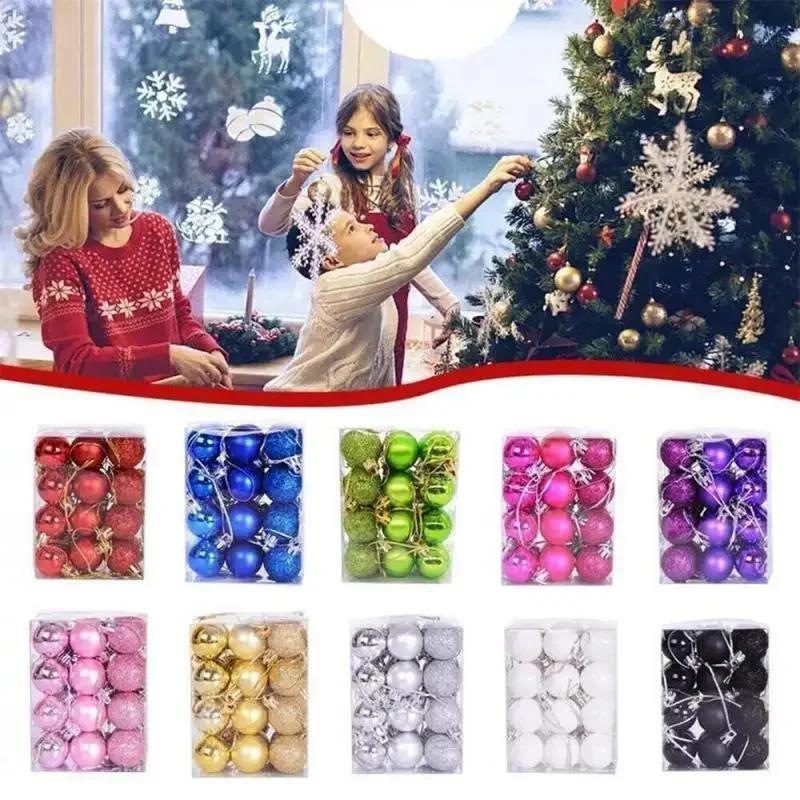 

24pcs Christmas Balls Christmas Tree Ornament Ball Red Gold Sliver Ball Hanging Pendant Christmas Paty Decoration New Year Gift 3cm