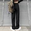 New Summer Draped Casual Pants for Women Black Versatile Drawstring Straight Trousers Loose Wide-leg Pants