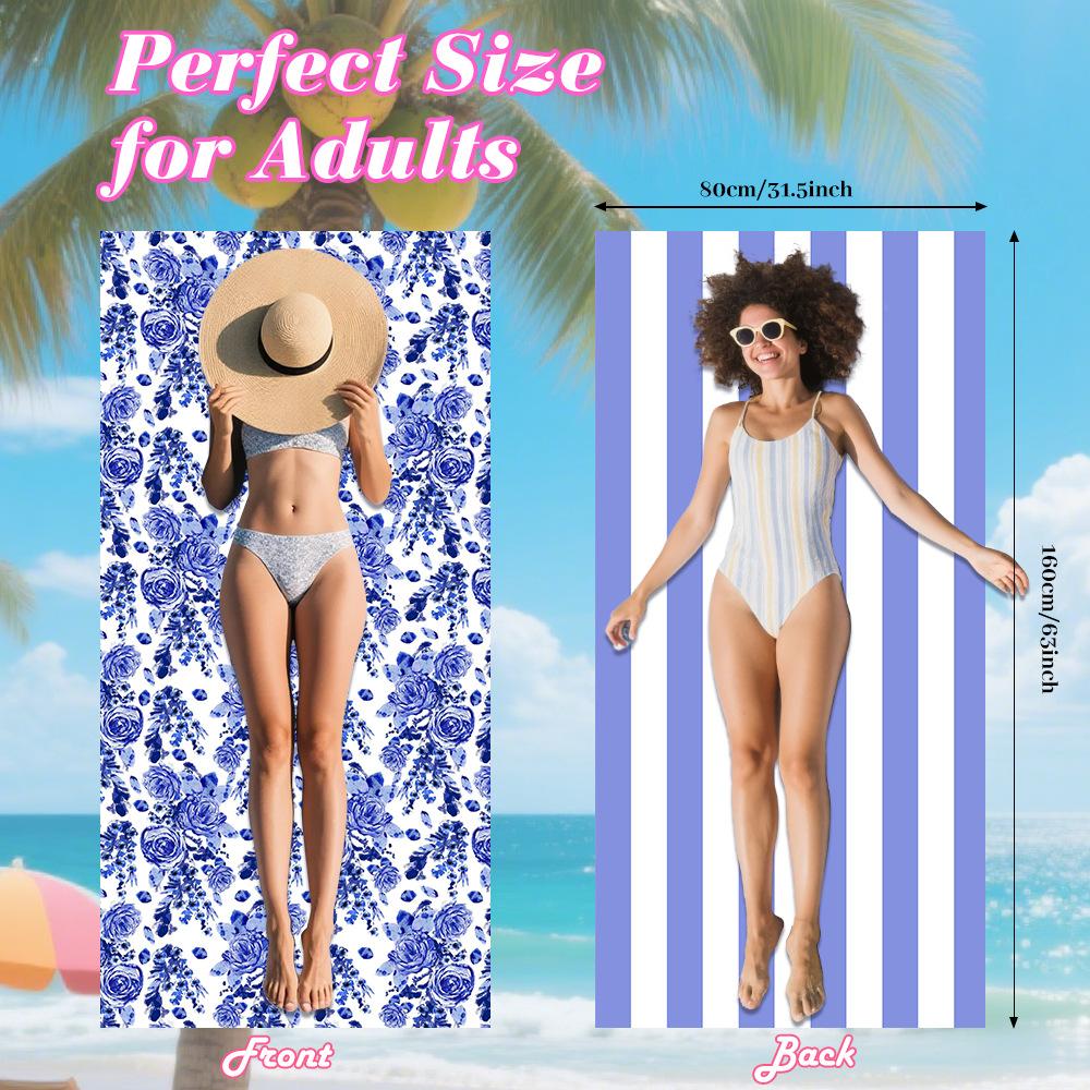 Pink Rhyme Waist Pattern, Double-sided Printing, Double-sided Velvet Beach Towel, Sunscreen, Absorbent Towel, Convenient Outdoor Bath