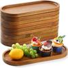 Insulated Design Acacia Wood Serving Platter Elliptical Handcrafted Breadboard Lightweight Solid Wood Pattern