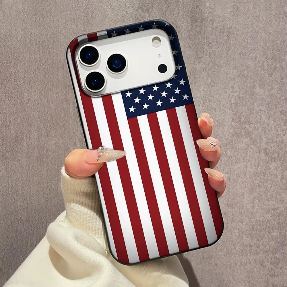 American Flag Pattern Phone Case For iPhone 17 Pro Max 16 15 Plus 14 13 12 11 Pro 16E 17Air XR XS Lychee Textur Soft Cover