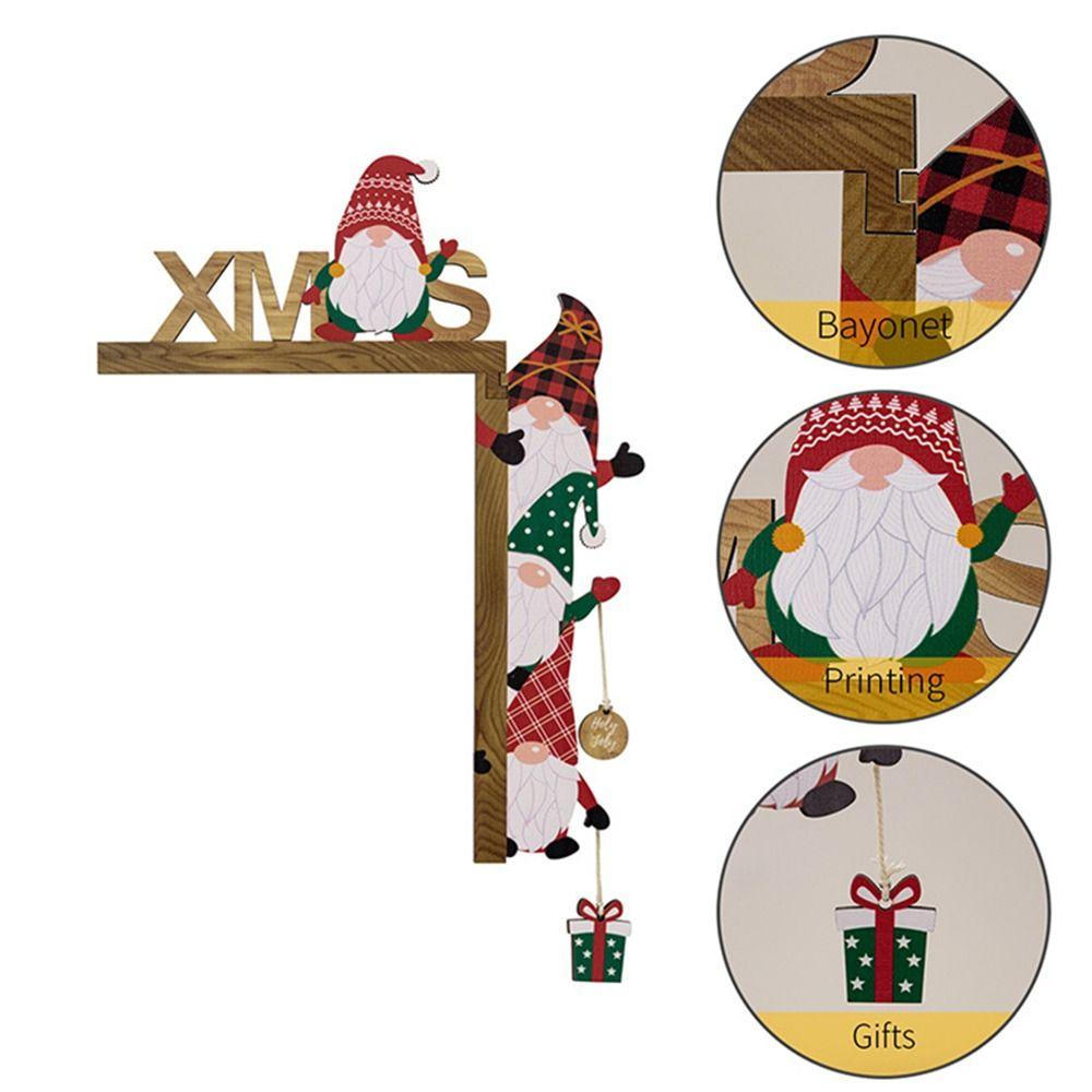 Santa Claus Xmas Door Corner Sign Wooden Door Pendant Creative Door Frame Decoration