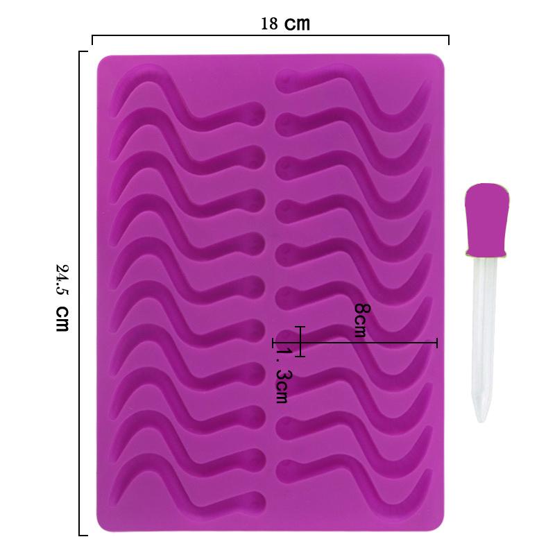 20Holes Silicone Snake Worms Chocolate Gummy Mold Sugar Candy Jelly Molds Birthday Cake Decoration Jelly Mold Ice Cube Tray Mold