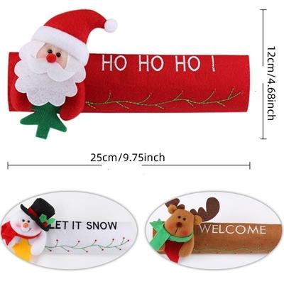 1pair Christmas Fridge Handle Covers Santa Claus Microwave Oven Dishwasher Door Handle Cover Xmas Party New Year Decoration