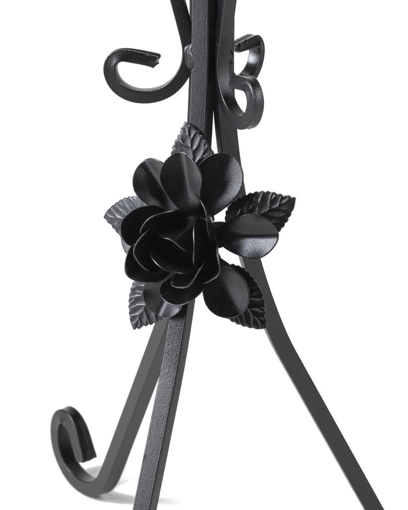 Kwietnik Metalowy Czarny Z Różą 55 Cm