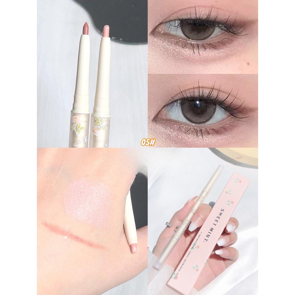 Wunderschöner doppelseitiger Seidenraupenstift mit Blumensaison-Motiv, hochglänzender und aufhellender 2-in-1-Eyeliner, der wasser- und schweißfest ist und nicht leicht verwischt