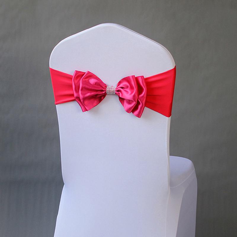 Chair Sash Satin Chair Sash Lycra Bow Tie Wedding Banquet Hotel Party Decoration