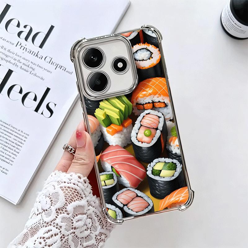

Delicious Sushi Bento Plating Phone Case For Xiaomi Redmi Note 14 15 Pro Plus 13 12 11 11S 11T 10 9S 9 5G Anti-Fall Airabag Cove Redmi Note 14 Pro 5G