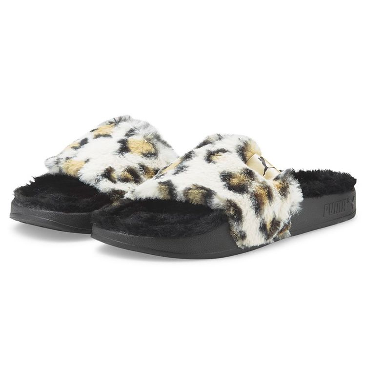 Puma Leadcat 2.0 Thick Sole Outdoor Leopard Print Slide Sandals Women Sandals White 385804-01