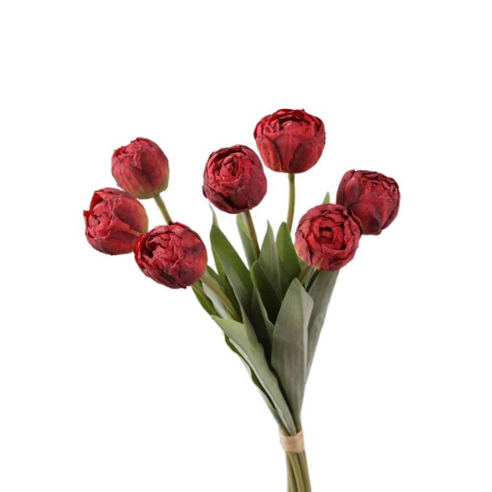 7 Köpfe Künstliche Tulpenzweige Echte Haptik Realistische Seidentulpenblume Handgefertigt Kunstblumen Hochzeitsfeier Dekor