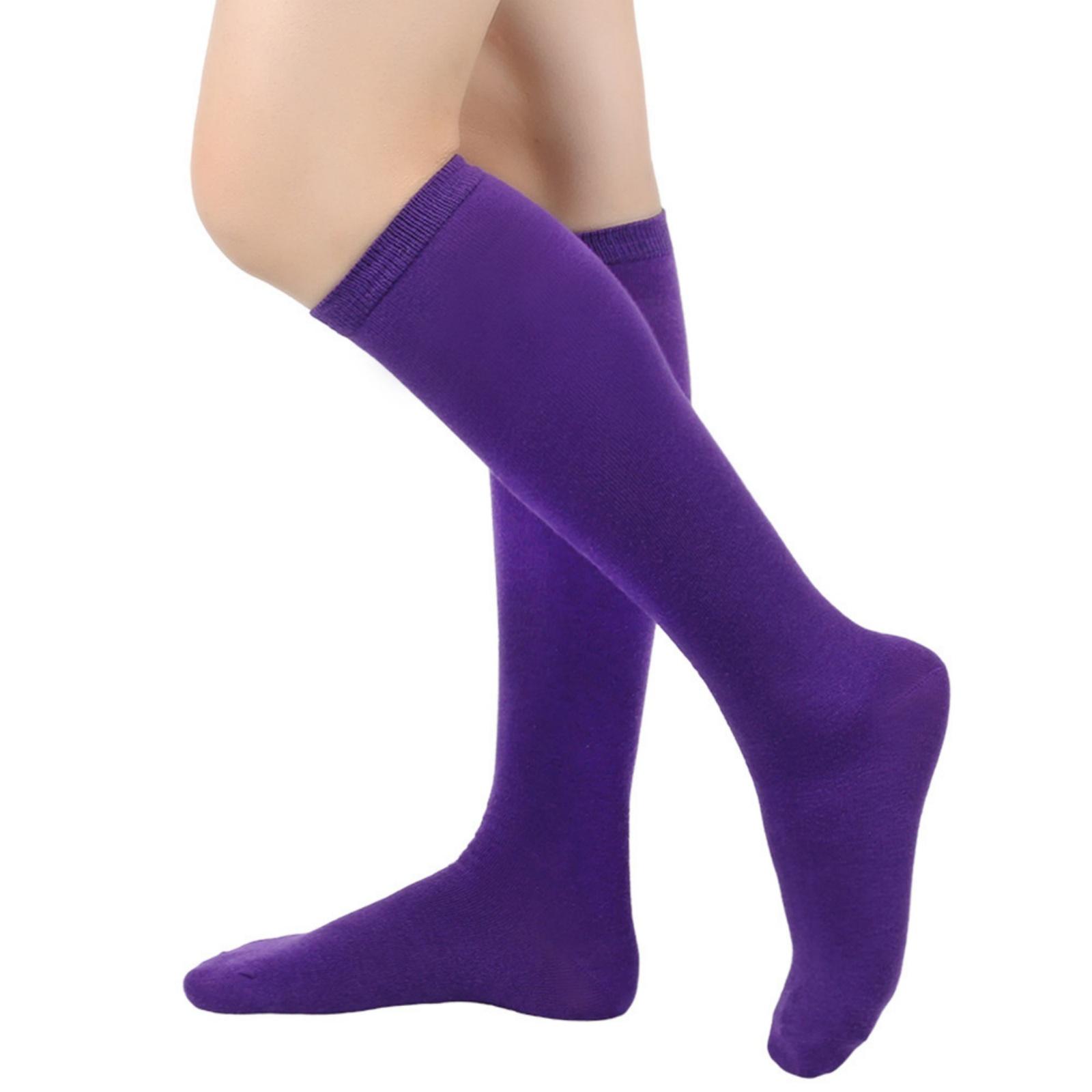 Șosete lungi până la genunchi pentru bărbați și femei Confortabile Respirabile Elasticibile Șosete lungi pentru uzura zilnică Școală Muncă Sport One Size violet