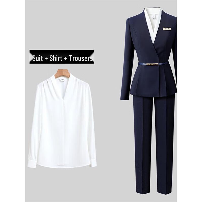 Zhanshi Professional Women s Navy Suit Set with 403 Shirt S