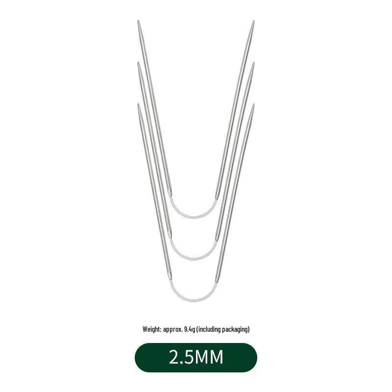 Mini 3-teiliges Rundstricknadel-Set aus Edelstahl - Kurz für Puppen & Pullover