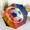 Soccer Ball, Flame Effect- Automatic Umbrella, Four Seasons Portable Folding Umbrella, Suitable for Men and Women, Travel, Daily Compact Umb