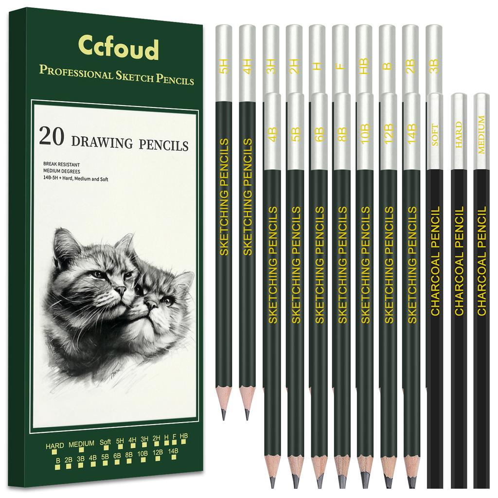 20/38/42/48 Pcs Sketch Pencil Set Sketching Kit Roll Up Canvas Wrap Bag Drawing Art Supplies Charcoals Kneaded Eraser PencilCase
