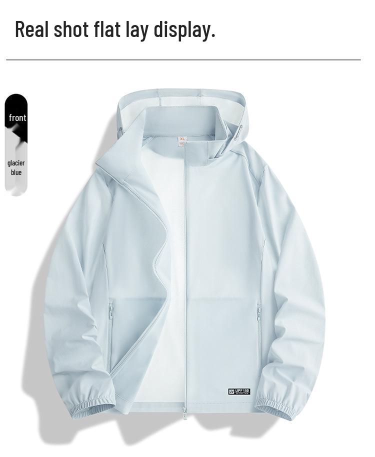 Men's Ice Silk Sun Protection Suit with Detachable Hood - Breathable UV Resistant Outerwear for Women and Men