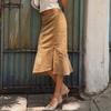 European Retro Embroidered Fishtail Skirt - Elegant, Slimming, Pure Color Design for Women