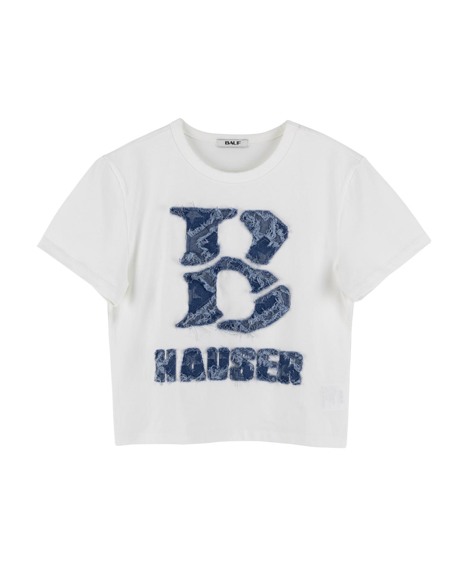 Baup B Patch Short Sleeve Crop Top [White]