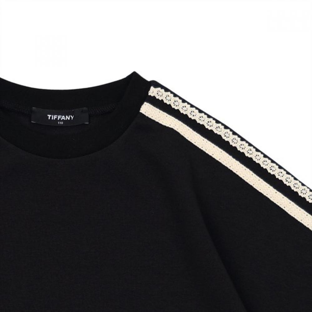 Tiffany 3 4 Sleeve T shirT Black Tape decoraTion T54kaT030
