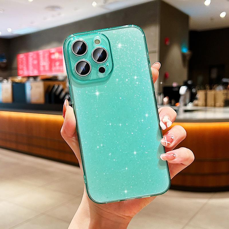 Camera Lens Protection Glitter Case Cover For iPhone 15 Pro Max 14 Plus 13 12 11 X XS XR SE 2022 2020 7 8 6S 15Pro 14Pro 13Pro Cute Phone Accessories