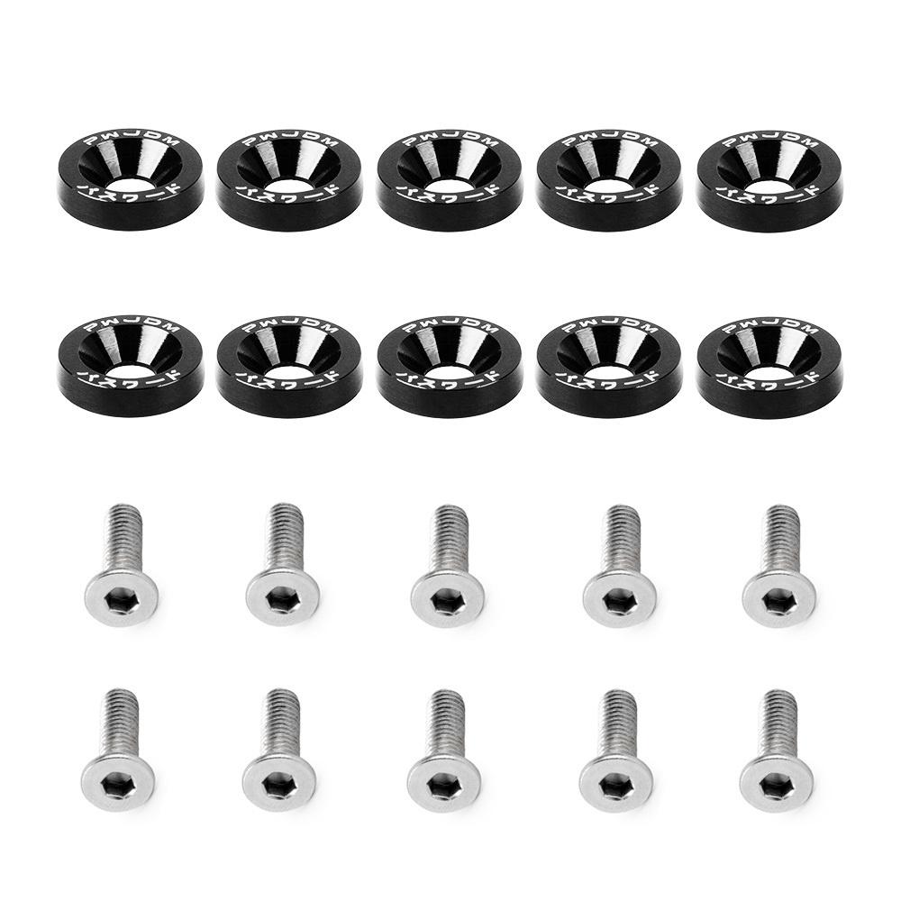 10PCS Fasteners Fender Washer Bumper Engine Concave Car License Plate M6 Screws for Honda Toyota BMW Universal Car Styling