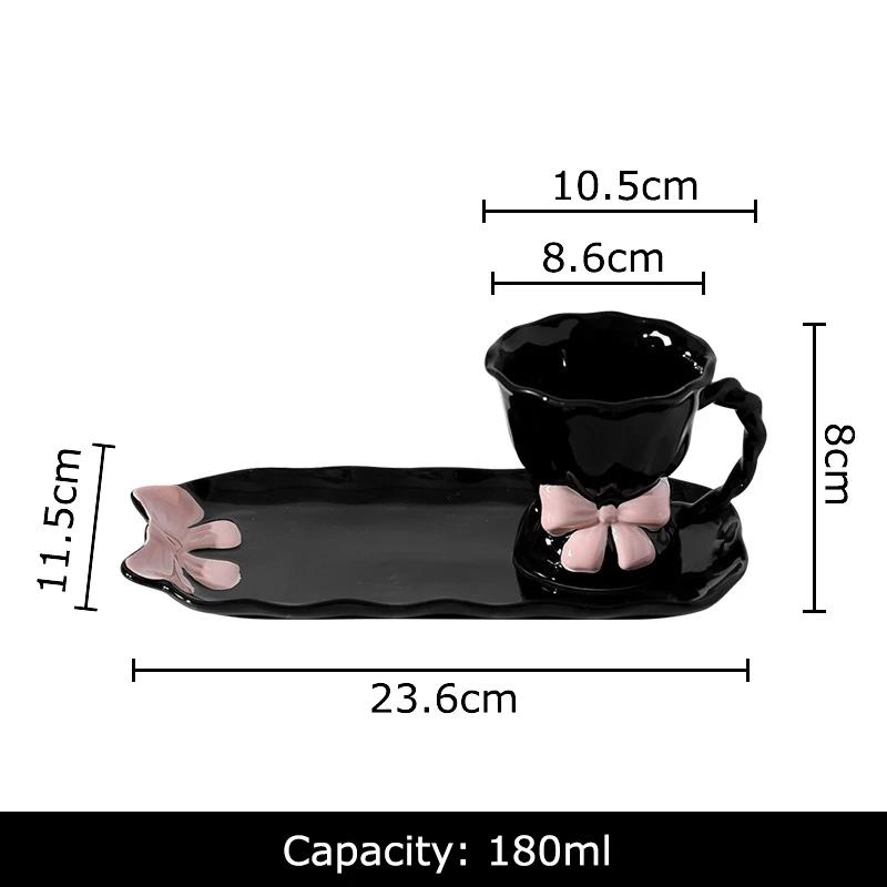 Lovely Pink Bowknot Ceramic Mug Milk Cups Dining Table Coffee Mugs Afternoon Tea Teacup Water Cup Fruits Juice Container