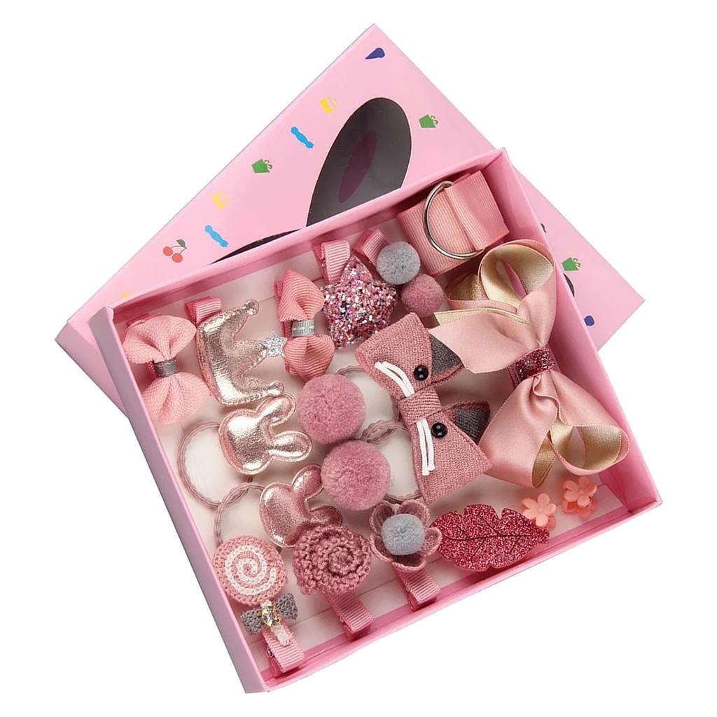 Girls Pink Cartoon Cute Hair Clip Hair Tie Set Toddler Kids Hair Accessories Ponytail Holder Claw