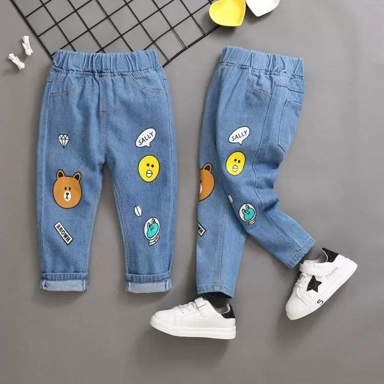 Children's Straight Jeans Boys Elastic Waist Denim Pants Outerwear Trousers Spring Baby Boys Fashion Loose Pants
