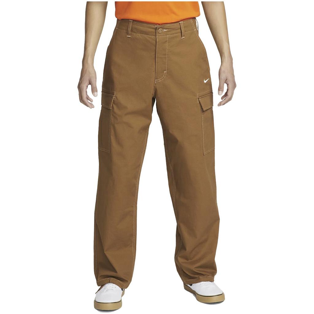 Nike Solid Color Logo Button Pocket Casual Pants Men Bottoms Brown FD0402-270