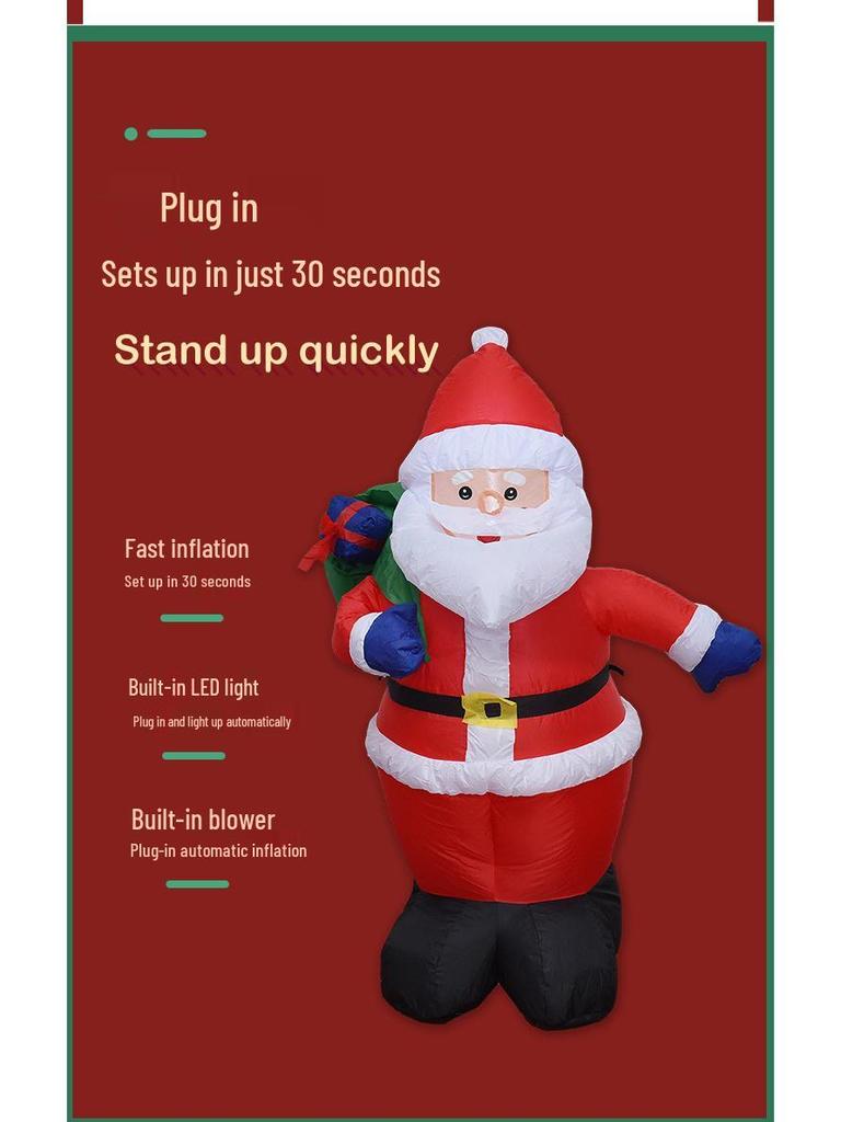 1,2m Nafukovací Santa Claus s batohem a světly - Exkluzivní vánoční dekorace