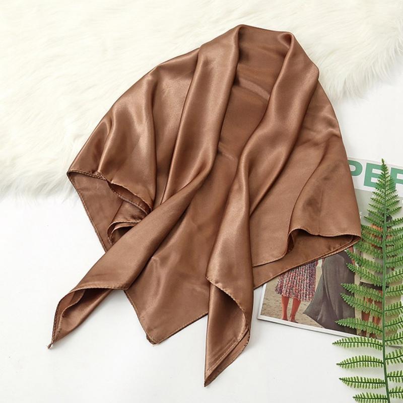 90*90cm Big Size Headwraps Solid Colors Neckerchief Hijab Women Satin Headband Hair Scarves Female Shawls Head Scarfs for Ladies