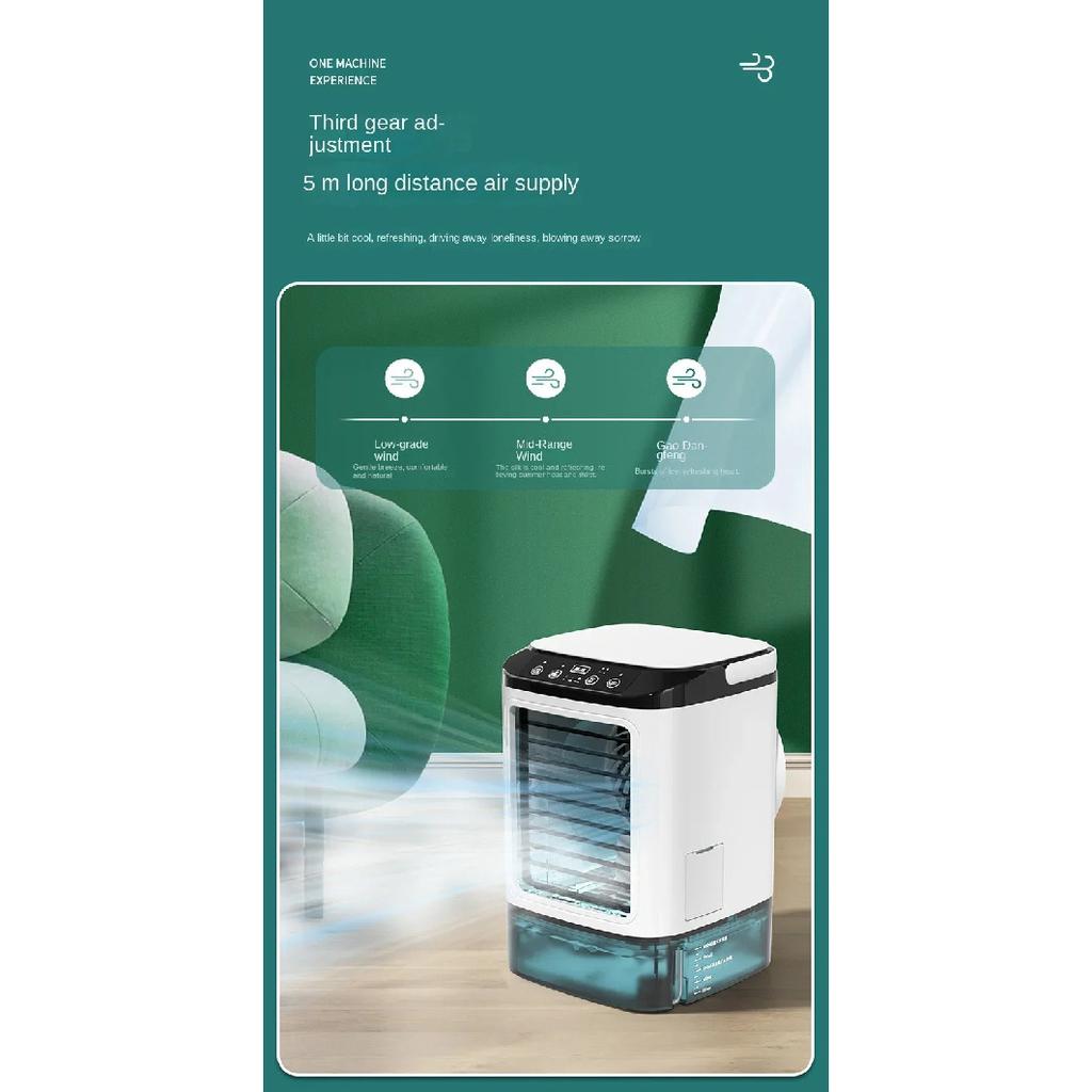 Desktop Air Conditioner Portable Fan Dual Spray Ultrasonic Atomization 3-Speed Mute Air Cooler Night Light Electric Fan for Home