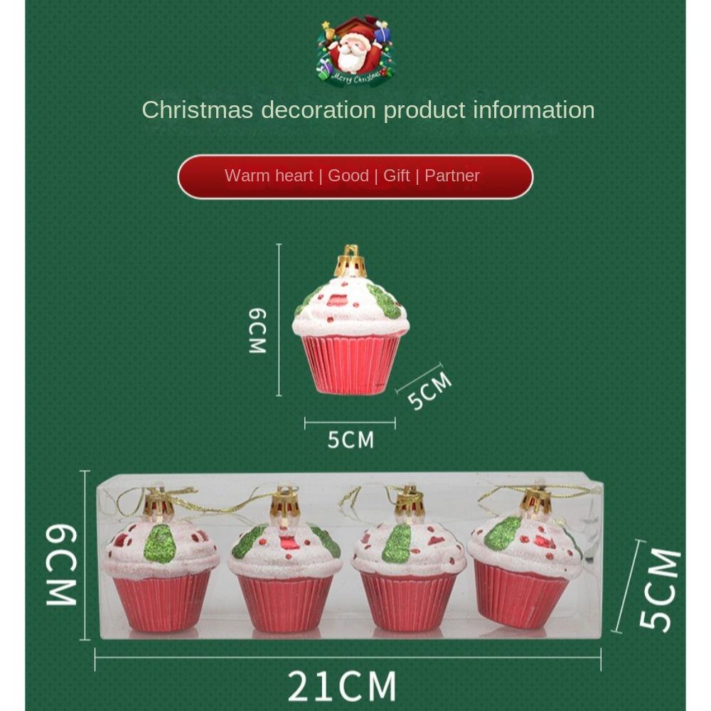 4Pcs/Box Cake Painting Christmas Tree Ornament DIY Crafts Painted New Year Christmas Gifts Boxes Pendant Hanging Ornament