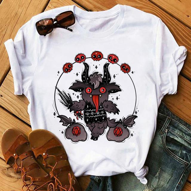 Tricou Satan Demon Moarte înfricoșător Tricou cu imprimeu cu demoni pentru femei Tricou cu desene animate Grim Reaper Baphomet