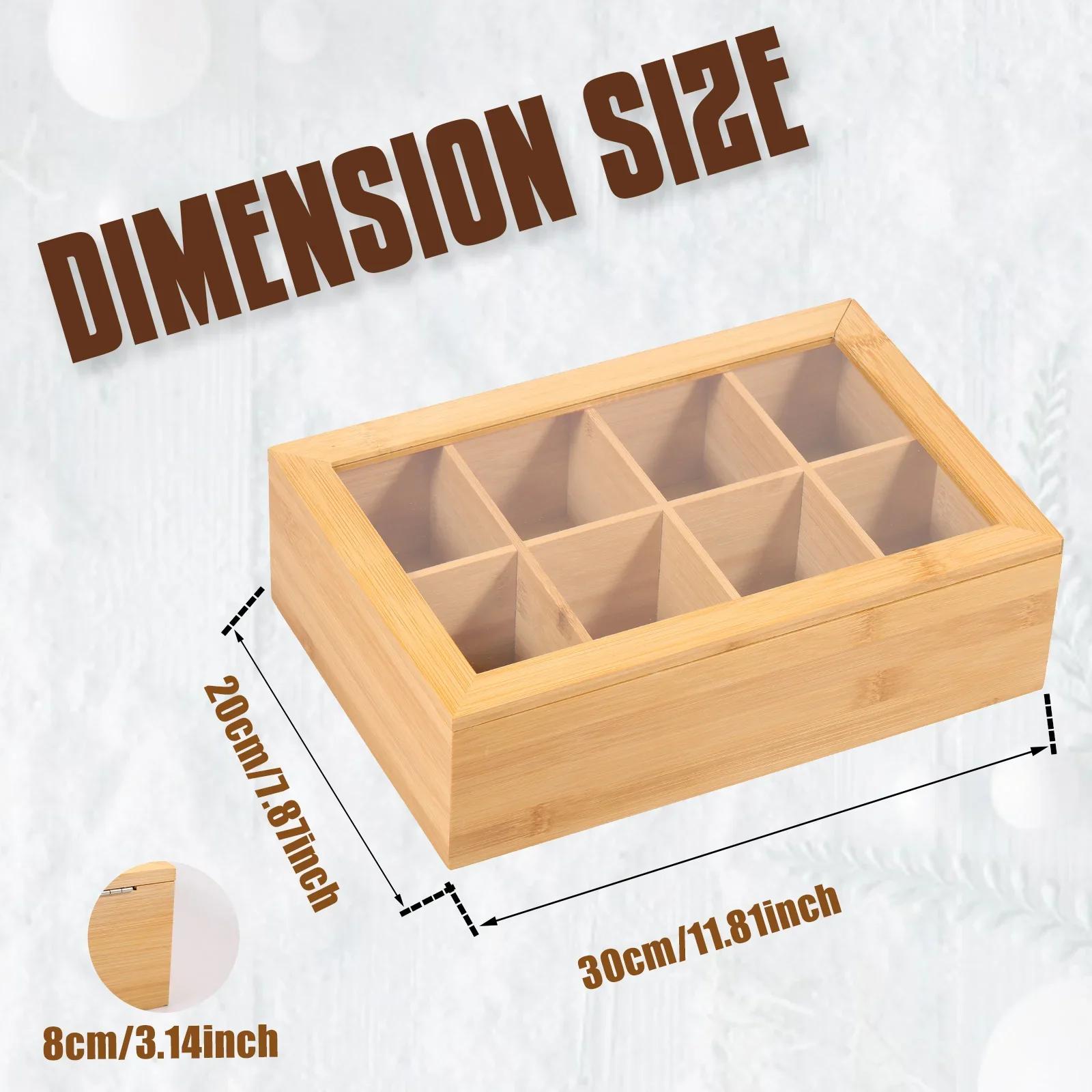 

Bamboo Tea Bag Storage Organizer Solid Multipurpose Tea Bag Holder Caddy with Compartments Desktop Container Box for Home Office