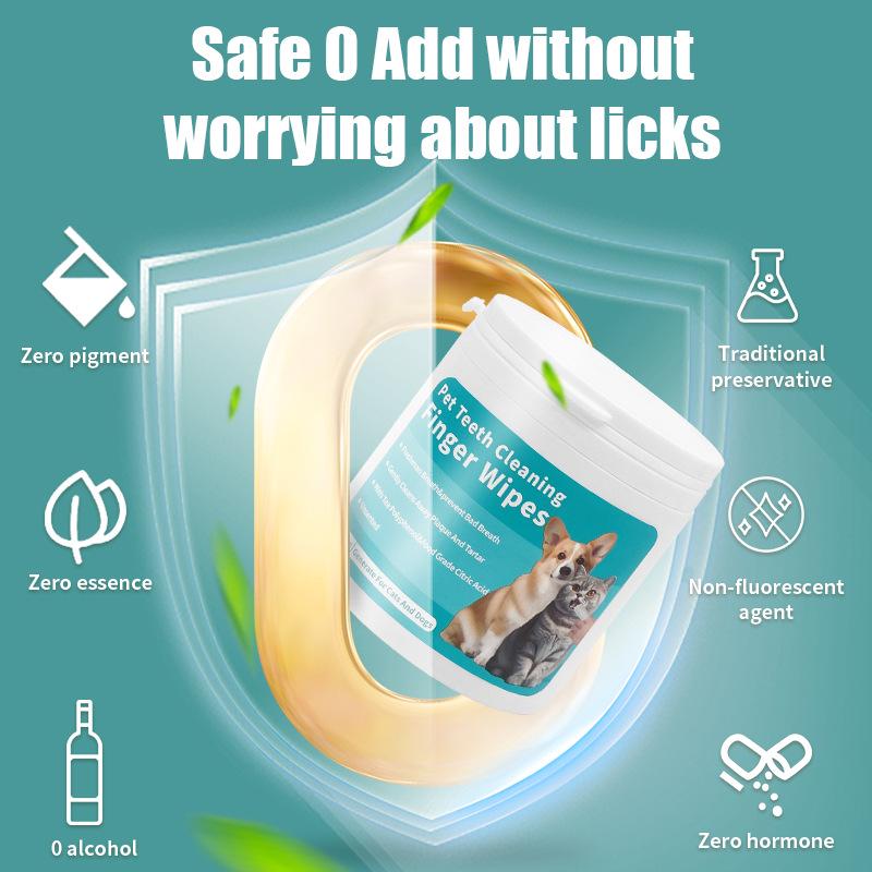 Pet Oral Cleaning Finger Cots: Disposable Tartar Removal and Deodorizing Wet Wipes for Cats and Dogs.