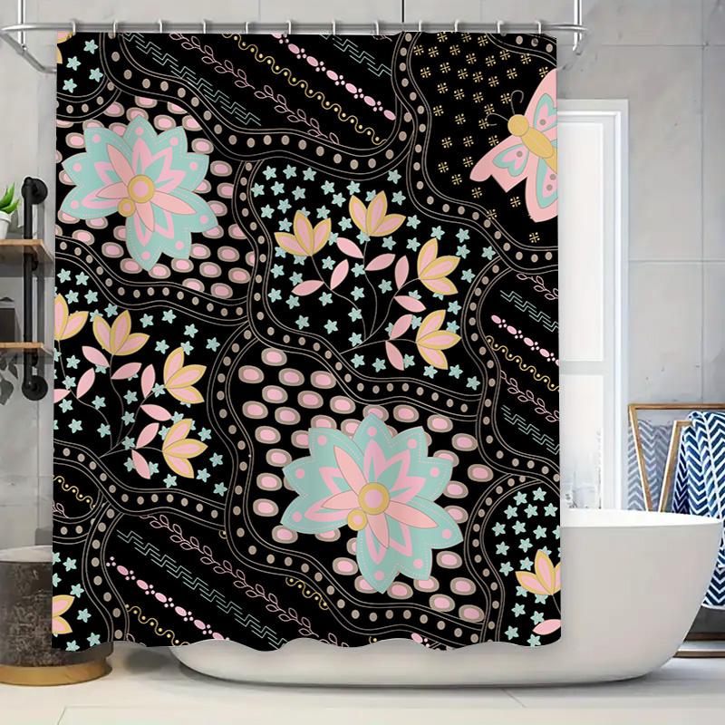 

Green Floral Shower Curtain Bathroom Decoration Waterproof Decorative Fabric Washable 72X84 Inches W60H190(CM)-1 Pcs