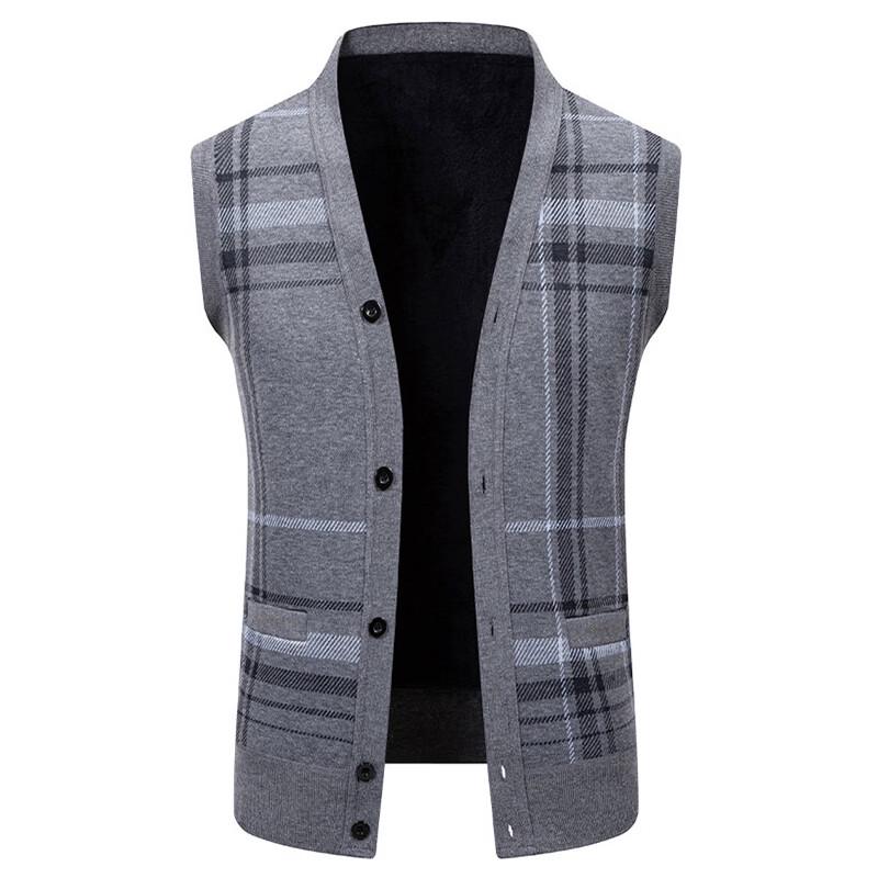 Hengyuanxiang Men's V-Neck Knit Vest Cardigan