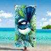 1PC Watercolor Blue Fairy Wren Beach Towel, Quick Dry Lightweight Polyester Towel, Soft Absorbent Art Bird Themed Towel for Swim