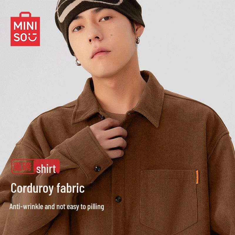 MINISO Men's Autumn Corduroy Long-Sleeved Shirt Jacket