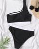 Women's Swimsuit Colorblock One Shoulder High Waist Sexy Bikini Set Brazilian Beachwear Bathing Suits