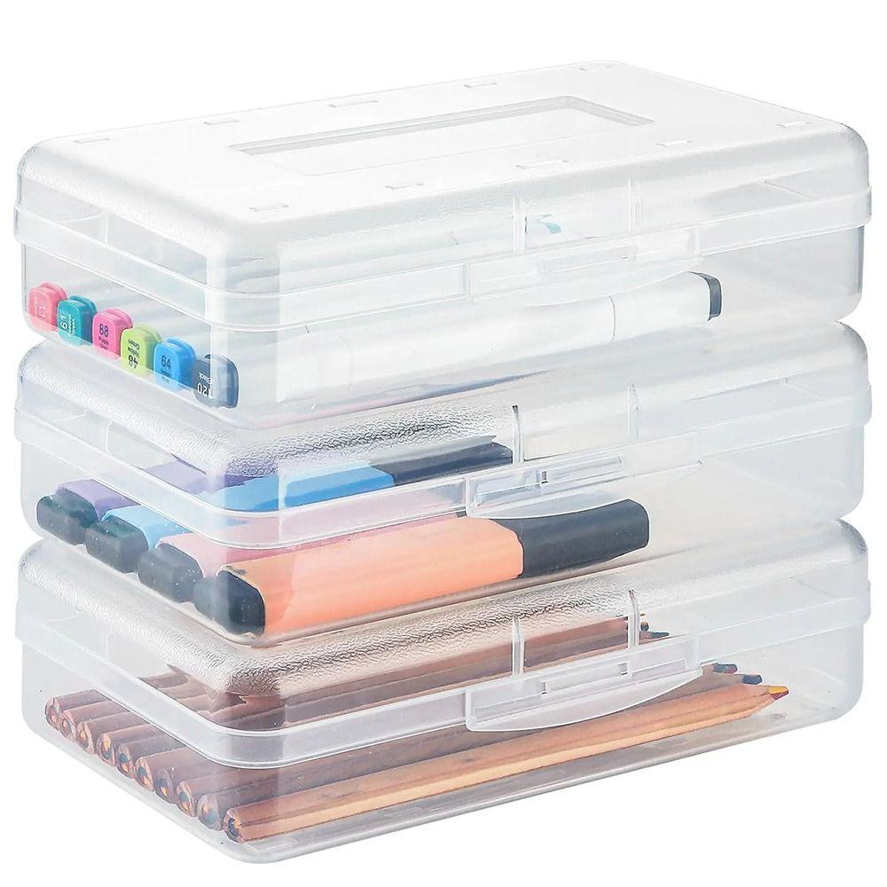 Large Capacity Pen Box Transparent Marke Pen Organizer High Quality Stationery Storage Box Gift