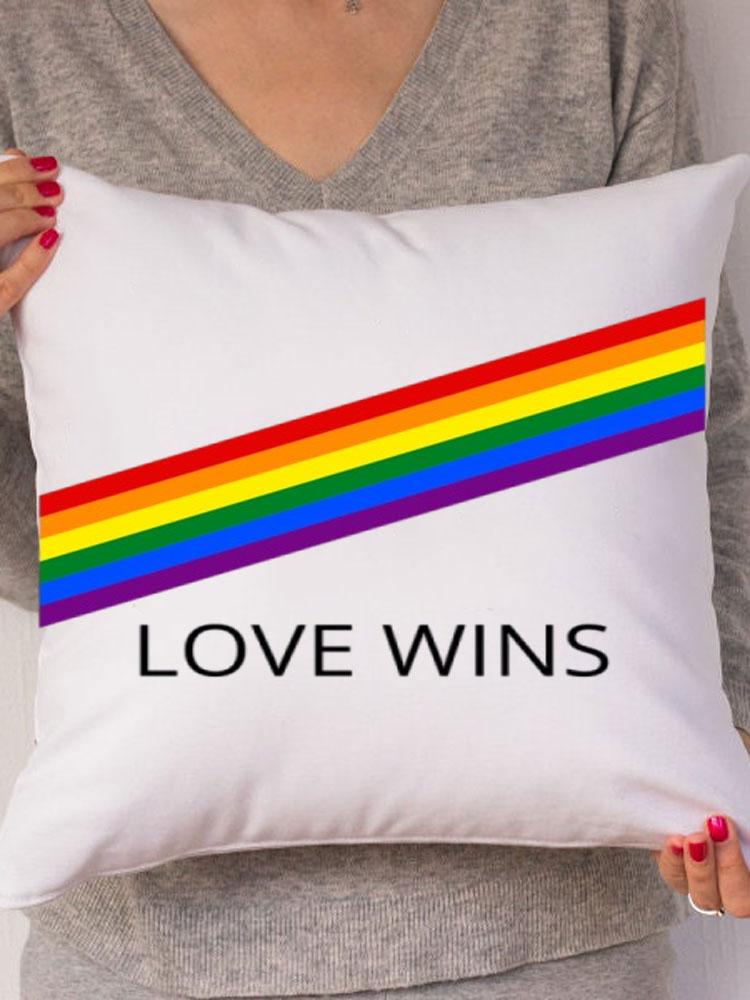 Rainbow Love Wins Pillow Cover for New Couple Bedroom Home Decor Love Pillowcase Tic Tac Toe Love Wedding Gift Pillows 45*45CM