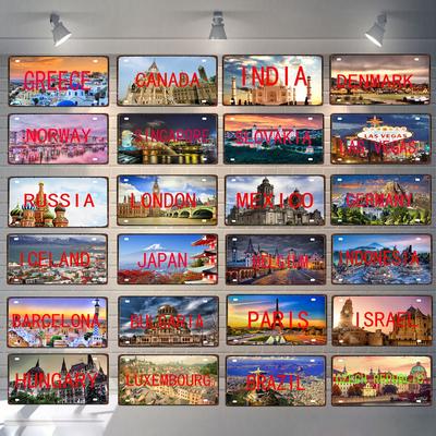 Londyn Japonia Paryż Miasto Meksyk Blaszany Metalowy Znak Podróżny Pamiątka Plakat Na Ścianę Retro Dom Restauracja Dekoracja DC-0085B