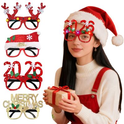 2026 LED Light Up Christmas Glasses Lighted Party Eyewear for Kids Adults