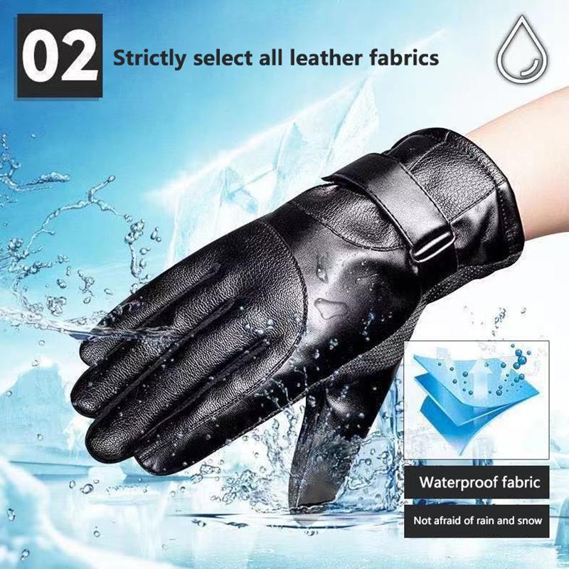 1 Pair Winter Touch Screen Leather Gloves For Men Warm Windproof Anti Slip Motorcycle Rider Equipment Gloves