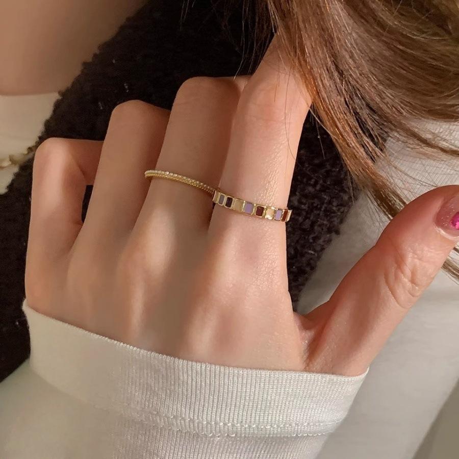 Caramel taro colored drip glaze ring does not fade light luxury index finger ring niche design versatile ring