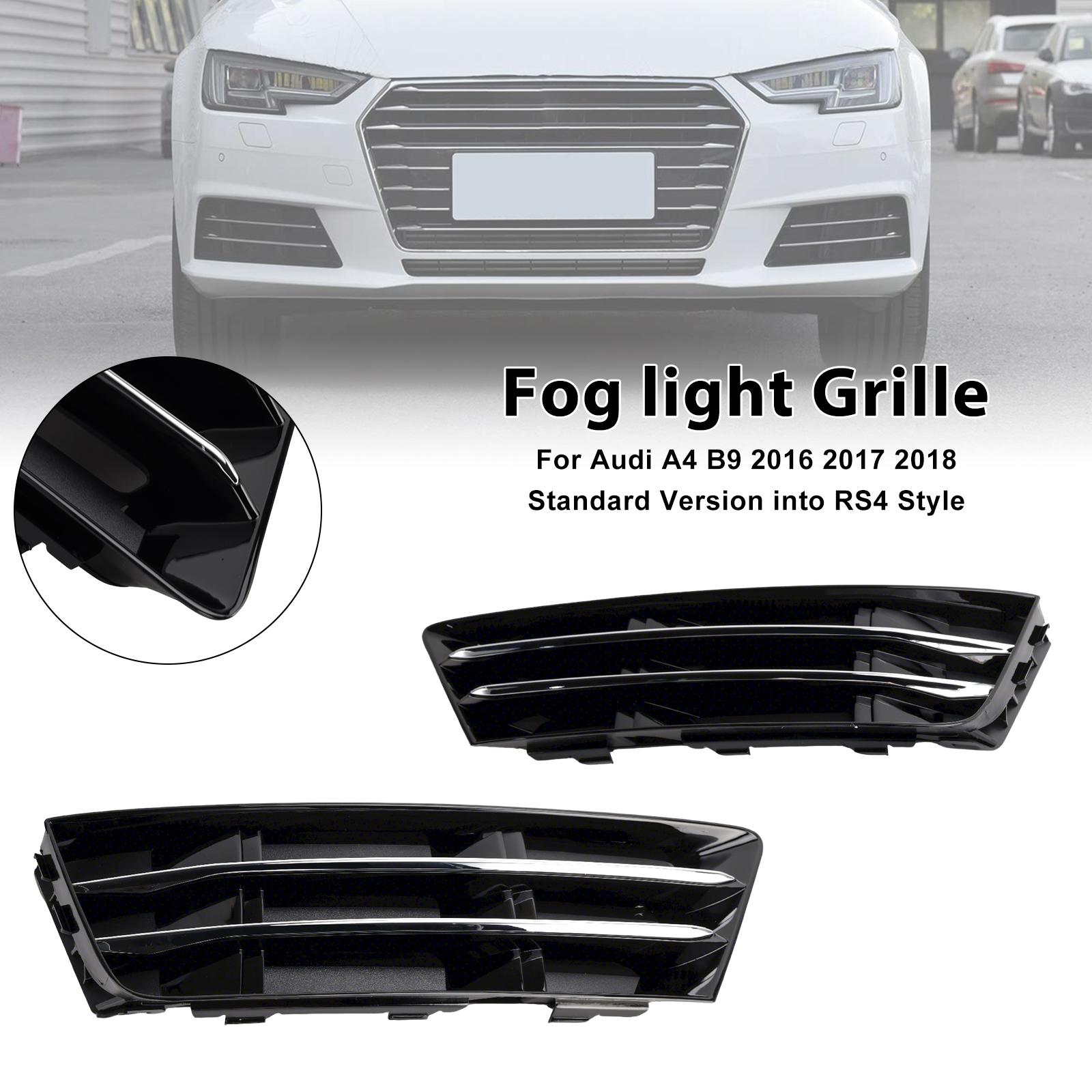 2PCS Front Fog Light Grille Lower Bumper Grill Fit A4 B9 2016-2018