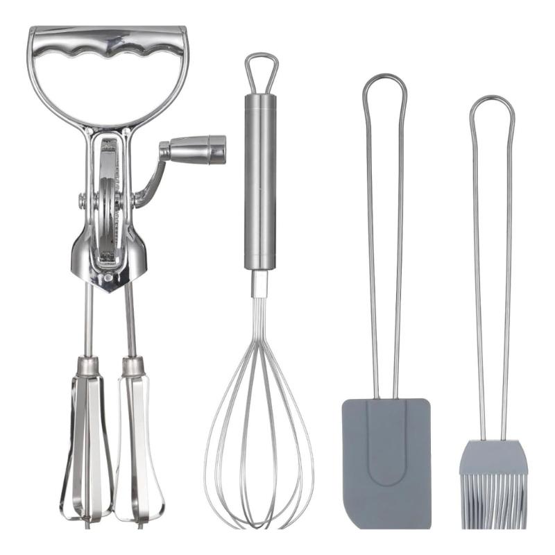 

Nonrust Steel Hand Cranks Eggs Whisks Set Includes 4 Baking Tool Manual Eggs Whisks Set For Cream Batter Preparation 1